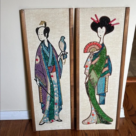 Mid -Century Modern Pebble Gravel Art Panels - Picture 1 of 10